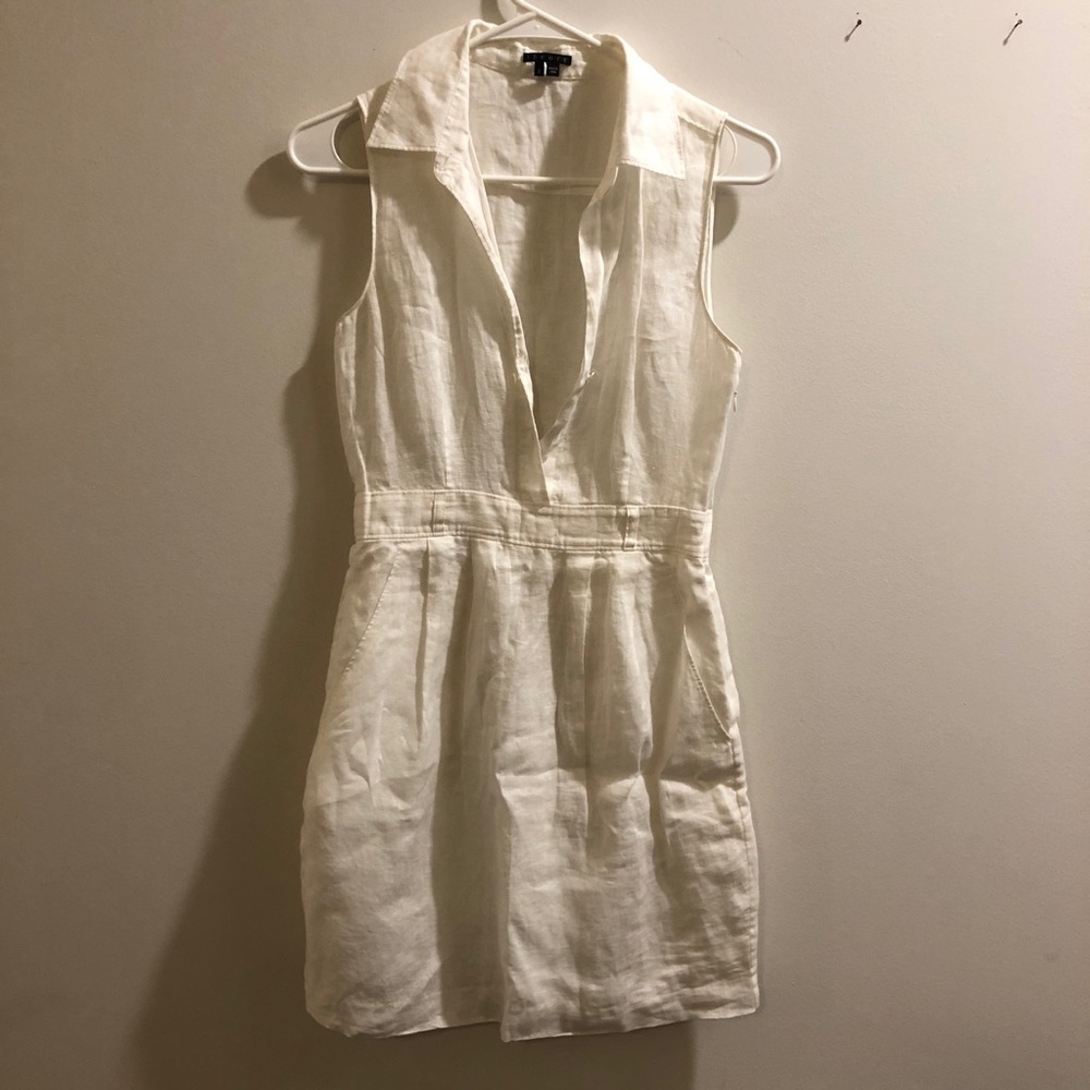 Theory white linen dress